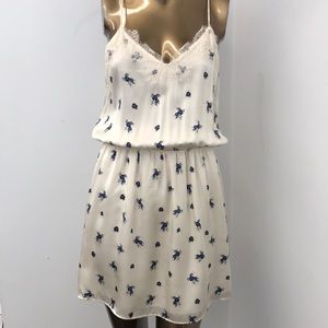 Cami NYC dress champagne with floral slip dress